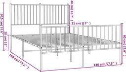 vidaXL - Bedframe - met - hoofd- - en - voeteneinde - metaal - zwart - 140x190 - cm