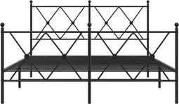 vidaXL - Bedframe - met - hoofd- - en - voeteneinde - metaal - zwart - 140x190 - cm