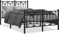 vidaXL - Bedframe - met - hoofd- - en - voeteneinde - metaal - zwart - 120x200 - cm