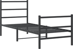 vidaXL - Bedframe - met - hoofd- - en - voeteneinde metaal - zwart - 75x190 - cm