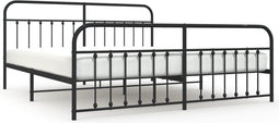 vidaXL - Bedframe - met - hoofd- - en - voeteneinde - metaal - zwart - 193x203 - cm