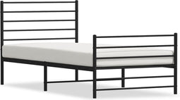 vidaXL - Bedframe - met - hoofd- - en - voeteneinde - metaal - zwart - 75x190 - cm