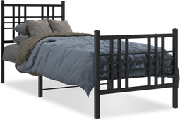 vidaXL - Bedframe - met - hoofd- - en - voeteneinde - metaal - zwart - 75x190 - cm