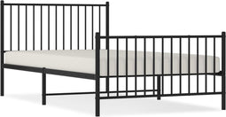 vidaXL - Bedframe - met - hoofd- - en - voeteneinde - metaal - zwart - 107x203 - cm