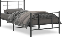 vidaXL - Bedframe - met - hoofd- - en - voeteneinde - metaal - zwart - 90x190 - cm