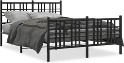 vidaXL - Bedframe - met - hoofd- - en - voeteneinde - metaal - zwart - 140x200 - cm