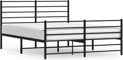 vidaXL - Bedframe - met - hoofd- - en - voeteneinde - metaal - zwart - 150x200 - cm
