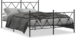vidaXL - Bedframe - met - hoofd- - en - voeteneinde - metaal - zwart - 137x190 - cm