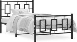 vidaXL - Bedframe - met - hoofd- - en - voeteneinde - metaal - zwart - 100x190 - cm