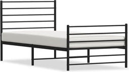 vidaXL - Bedframe - met - hoofd- - en - voeteneinde - metaal - zwart - 90x200 - cm