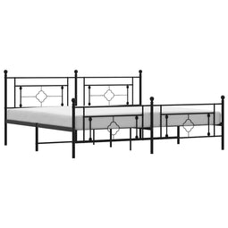 vidaXL - Bedframe - met - hoofd- - en - voeteneinde - metaal - zwart - 193x203 - cm