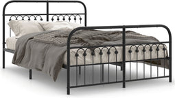 vidaXL - Bedframe - met - hoofd- - en - voeteneinde - metaal - zwart - 140x200 - cm