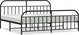 vidaXL - Bedframe - met - hoofd- - en - voeteneinde - metaal - zwart - 193x203 - cm