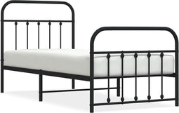 vidaXL - Bedframe - met - hoofd- - en - voeteneinde - metaal - zwart - 90x190 - cm