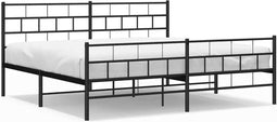 vidaXL - Bedframe - met - hoofd- - en - voeteneinde - metaal - zwart - 193x203 - cm