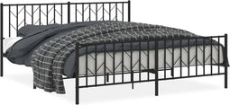 vidaXL - Bedframe - met - hoofd- - en - voeteneinde - metaal - zwart - 183x213 - cm