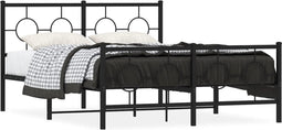 vidaXL - Bedframe - met - hoofd- - en - voeteneinde - metaal - zwart - 135x190 - cm