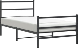 vidaXL - Bedframe - met - hoofd- - en - voeteneinde metaal - zwart - 100x190 - cm