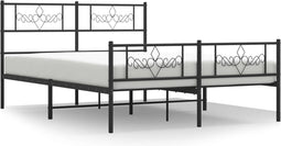 vidaXL - Bedframe - met - hoofd- - en - voeteneinde - metaal - zwart - 120x190 - cm