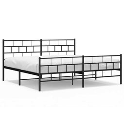 vidaXL - Bedframe - met - hoofd- - en - voeteneinde - metaal - zwart - 183x213 - cm