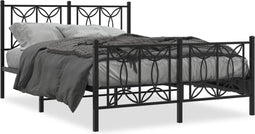 vidaXL - Bedframe - met - hoofd- - en - voeteneinde - metaal - zwart - 140x200 - cm