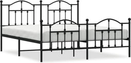 vidaXL - Bedframe - met - hoofd- - en - voeteneinde - metaal - zwart - 183x213 - cm