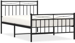 vidaXL - Bedframe - met - hoofd- - en - voeteneinde - metaal - zwart - 100x200 - cm