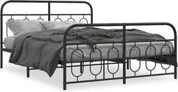 vidaXL - Bedframe - met - hoofd- - en - voeteneinde - metaal - zwart - 140x200 - cm