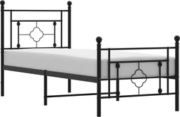vidaXL - Bedframe - met - hoofd- - en - voeteneinde - metaal - zwart - 75x190 - cm