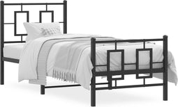 vidaXL - Bedframe - met - hoofd- - en - voeteneinde - metaal - zwart - 80x200 - cm