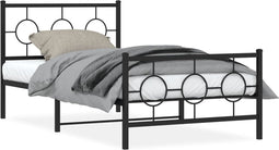vidaXL - Bedframe - met - hoofd- - en - voeteneinde - metaal - zwart - 100x190 - cm