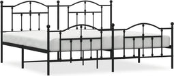 vidaXL - Bedframe - met - hoofd- - en - voeteneinde - metaal - zwart - 193x203 - cm