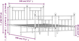 vidaXL - Bedframe - met - hoofd- - en - voeteneinde - metaal - zwart - 140x190 - cm