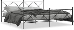 vidaXL - Bedframe - met - hoofd- - en - voeteneinde - metaal - zwart - 193x203 - cm