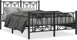 vidaXL - Bedframe - met - hoofd- - en - voeteneinde - metaal - zwart - 135x190 - cm