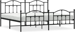vidaXL - Bedframe - met - hoofd- - en - voeteneinde - metaal - zwart - 200x200 - cm