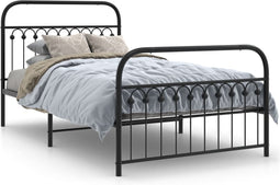 vidaXL - Bedframe - met - hoofd- - en - voeteneinde - metaal - zwart - 107x203 - cm