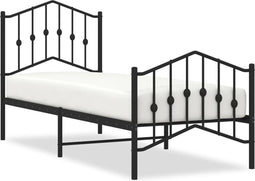 vidaXL - Bedframe - met - hoofd- - en - voeteneinde metaal - zwart - 75x190 - cm