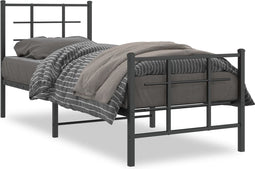 vidaXL - Bedframe - met - hoofd- - en - voeteneinde - metaal - zwart - 80x200 - cm
