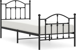 vidaXL - Bedframe - met - hoofd- - en - voeteneinde - metaal - zwart - 90x200 - cm