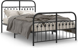 vidaXL - Bedframe - met - hoofd- - en - voeteneinde - metaal - zwart - 120x190 - cm