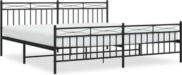 vidaXL - Bedframe - met - hoofd- - en - voeteneinde - metaal - zwart - 193x203 - cm