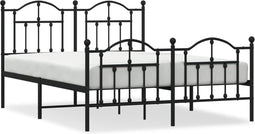 vidaXL - Bedframe - met - hoofd- - en - voeteneinde - metaal - zwart - 135x190 - cm