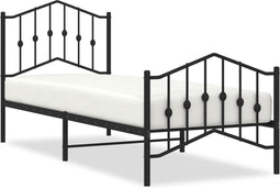 vidaXL - Bedframe - met - hoofd- - en - voeteneinde metaal - zwart - 80x200 - cm
