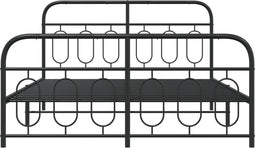vidaXL - Bedframe - met - hoofd- - en - voeteneinde - metaal - zwart - 135x190 - cm