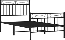 vidaXL - Bedframe - met - hoofd- - en - voeteneinde - metaal - zwart - 90x200 - cm