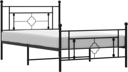 vidaXL - Bedframe - met - hoofd- - en - voeteneinde - metaal - zwart - 107x203 - cm