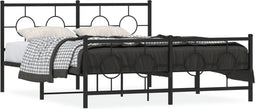 vidaXL - Bedframe - met - hoofd- - en - voeteneinde - metaal - zwart - 150x200 - cm