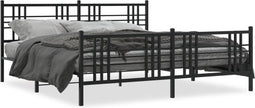vidaXL - Bedframe - met - hoofd- - en - voeteneinde - metaal - zwart - 183x213 - cm