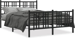 vidaXL - Bedframe - met - hoofd- - en - voeteneinde - metaal - zwart - 120x200 - cm